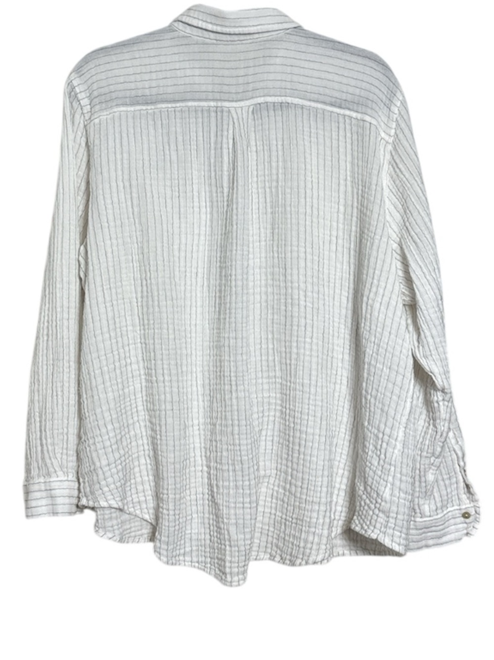 Eileen Fisher Organic Cotton Gauze Striped Shirt white stripe 2X - Picture 6 of 11